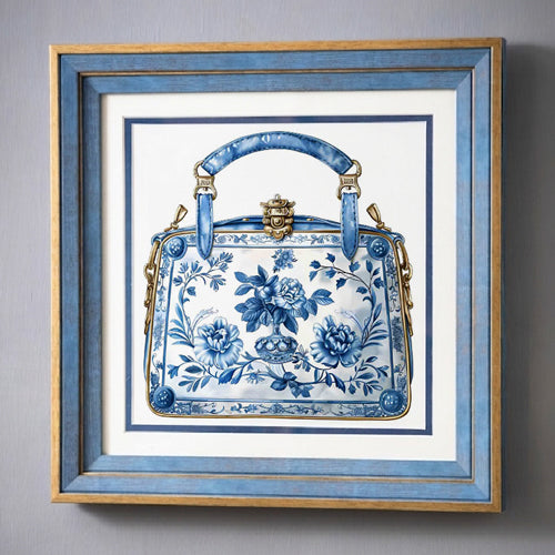 Blue & White Framed Wall art