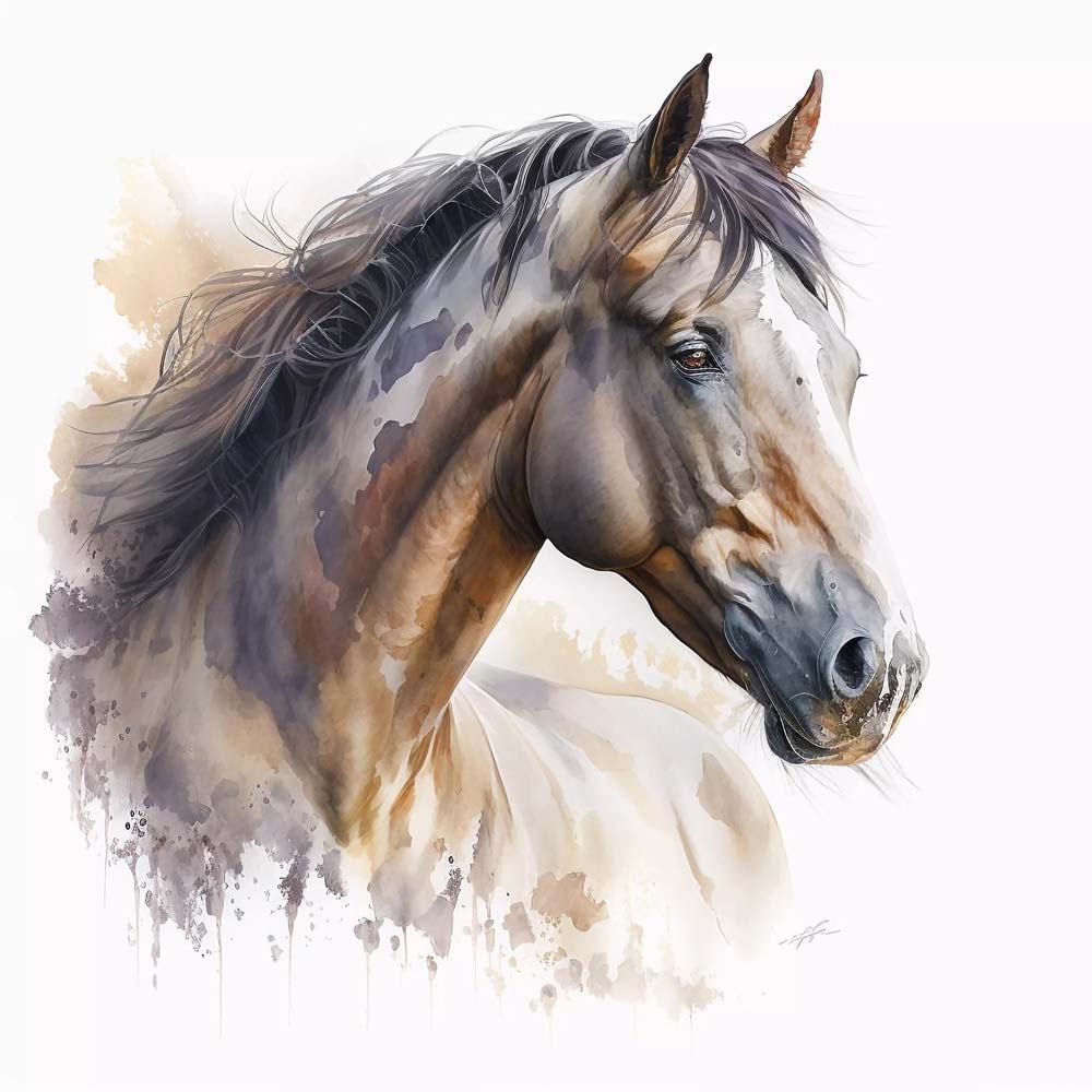 White Purebred Arab Horse Print