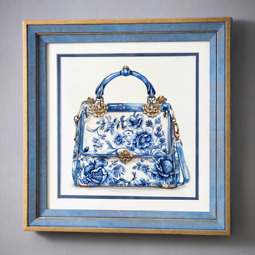 Blue & White Framed Wall art