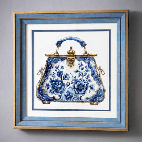 Blue & White Framed Wall art