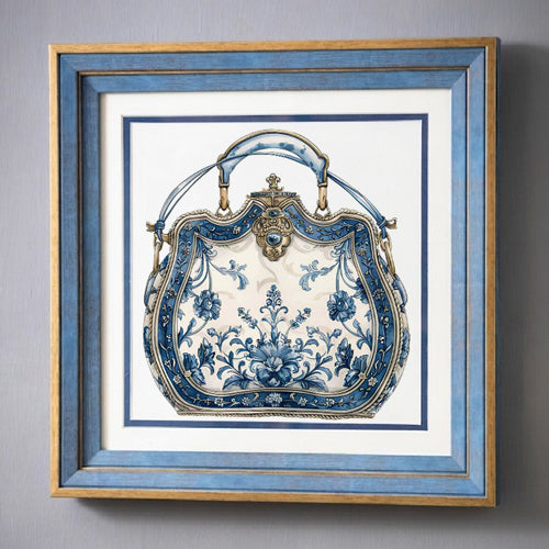 Blue & White Framed Wall art