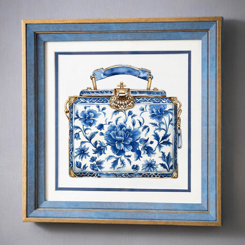 Blue & White Framed Wall art