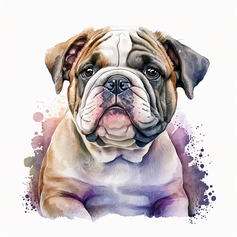 AquaBulldog Dreams: A Watercolor Tribute to Bulldog Charm