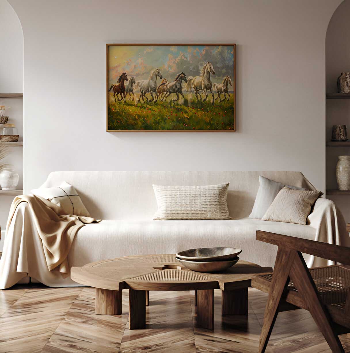 'Sapta Ashwa' Freedom in Bloom Vastu Wall Art