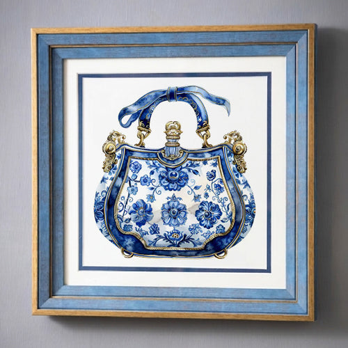 Blue & White Framed Wall art