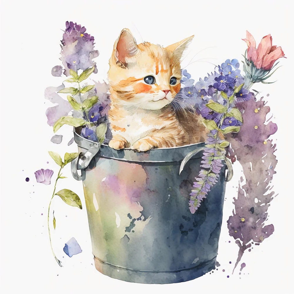 Whiskered Comfort: Beloved Pet Nestled in a Bucket