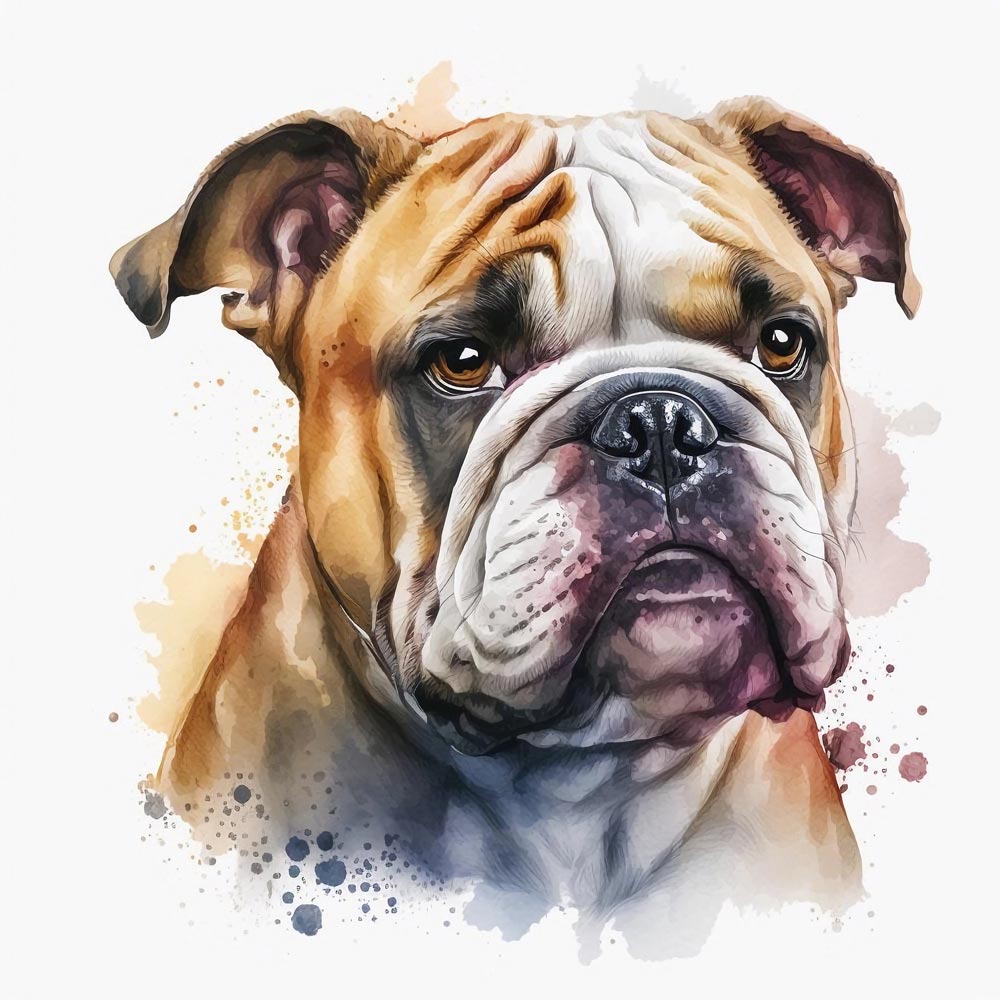 AquaBulldog Dreams: A Watercolor Tribute to Bulldog Charm