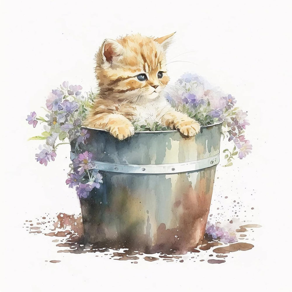 Whiskered Comfort: Beloved Pet Nestled in a Bucket