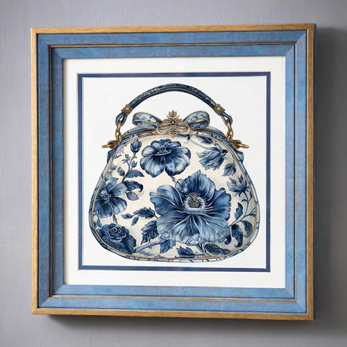 Blue & White Framed Wall art