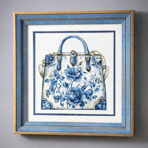 Blue & White Framed Wall art