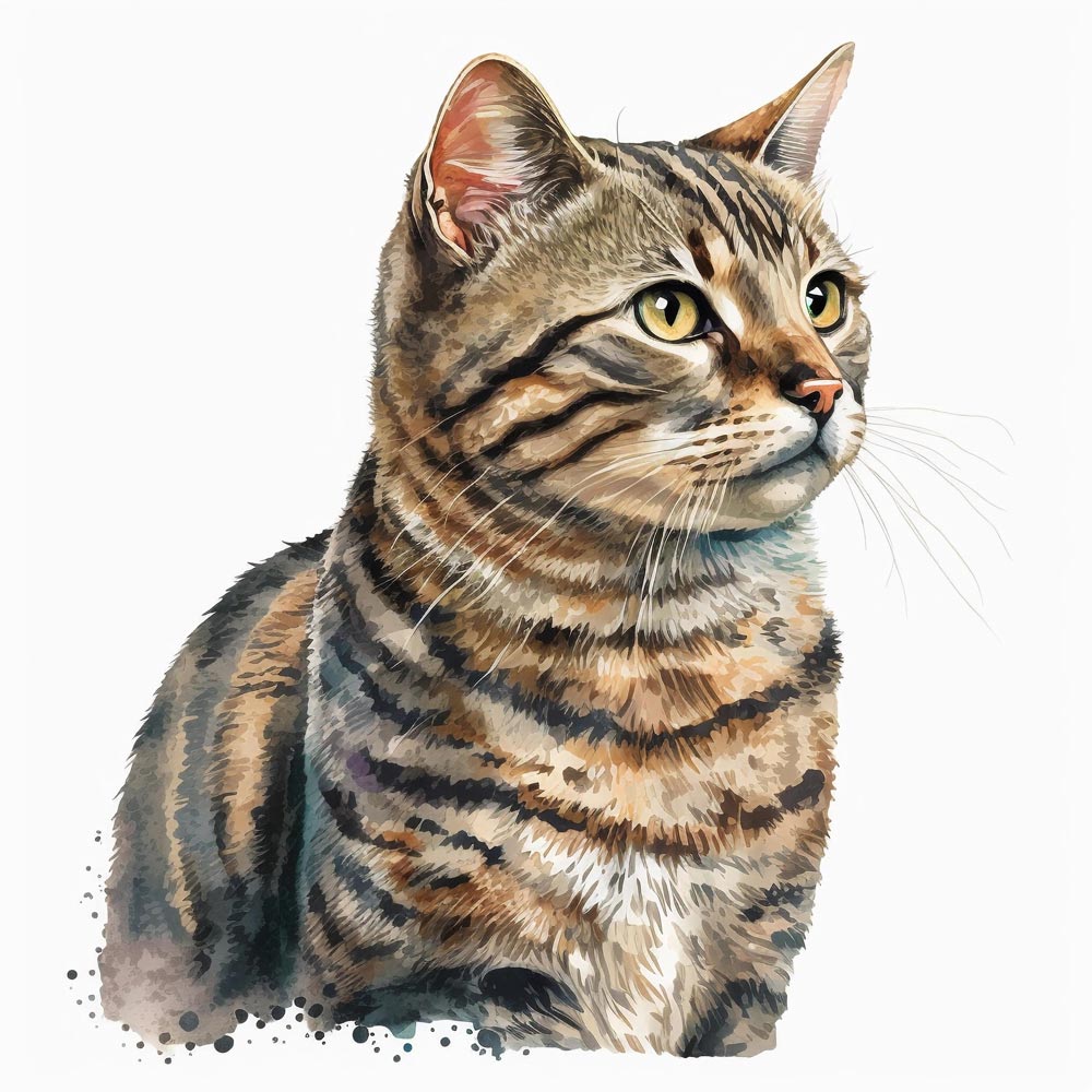 Watercolor Whiskers: A Delicate Portrait of a Cat