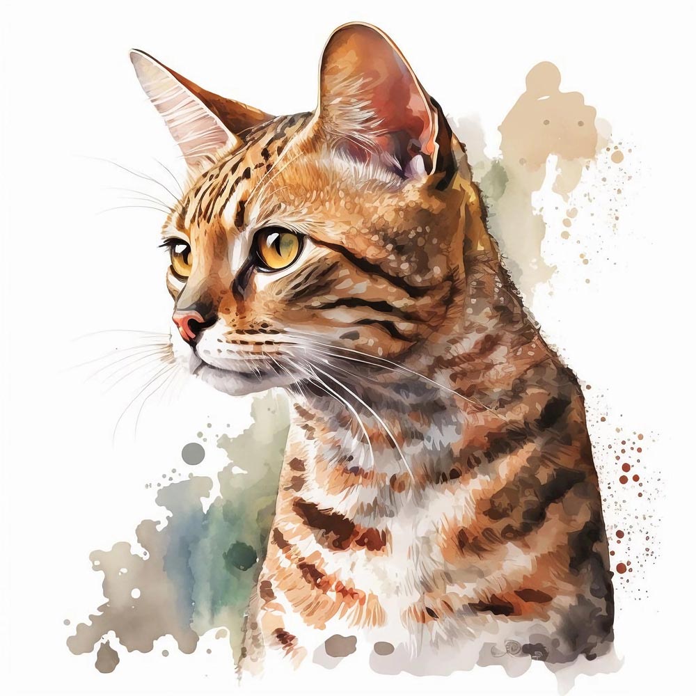 Watercolor Whiskers: A Delicate Portrait of a Cat