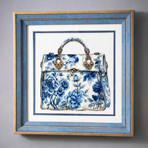 Blue & White Framed Wall art
