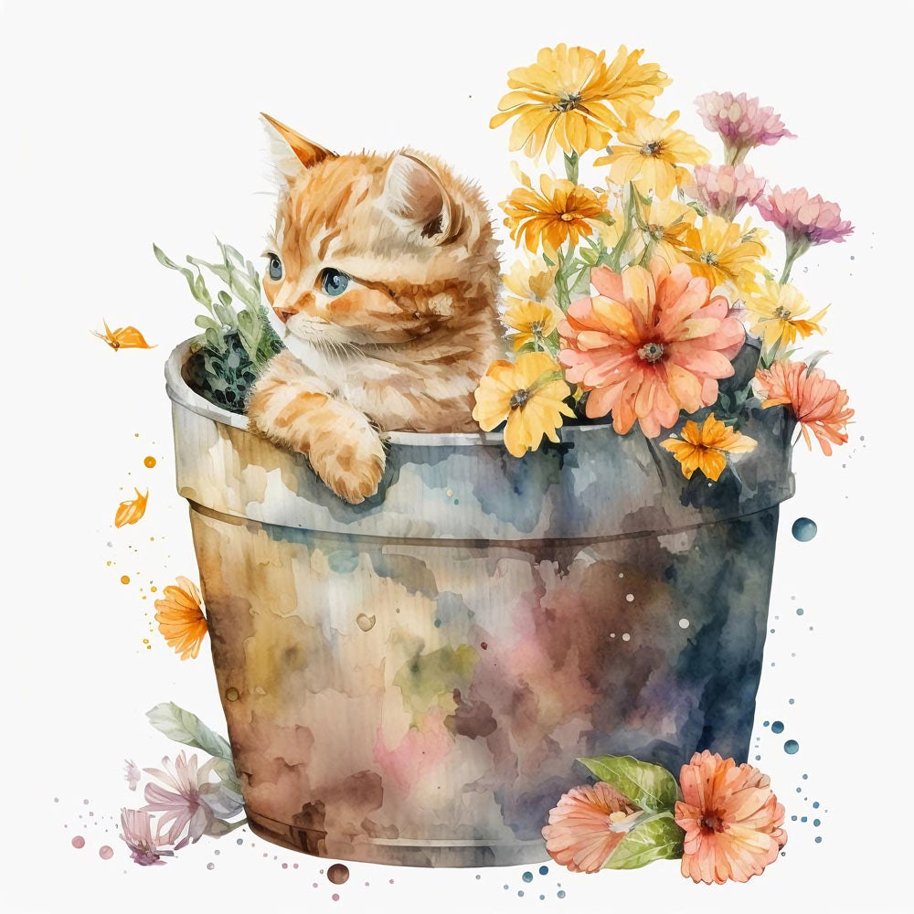 Whiskered Comfort: Beloved Pet Nestled in a Bucket