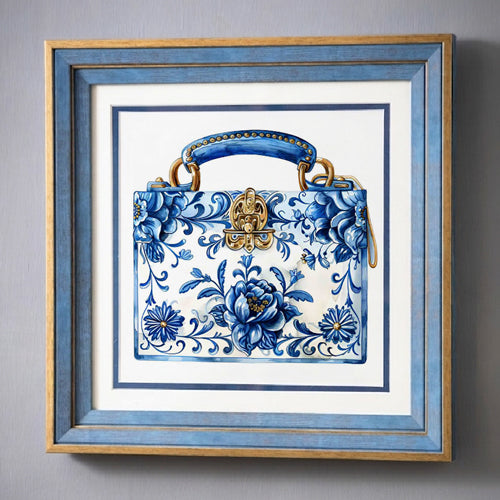 Blue & White Framed Wall art