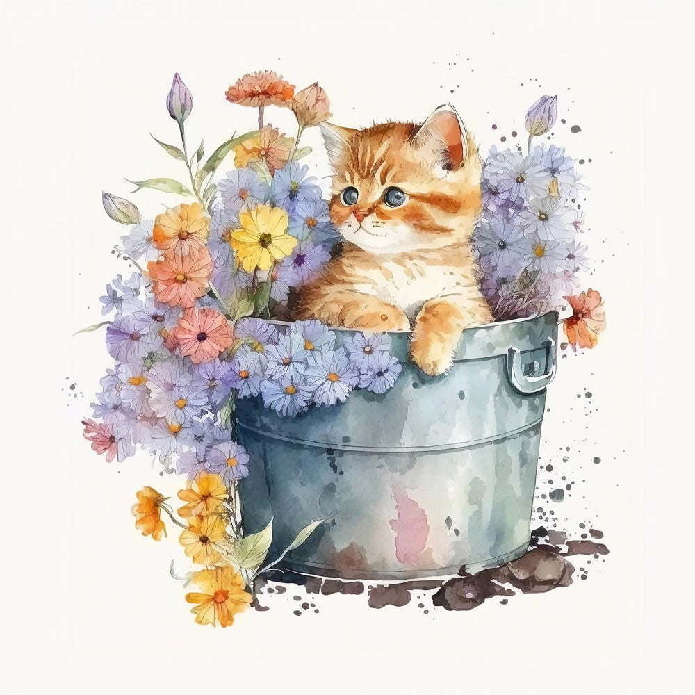 Whiskered Comfort: Beloved Pet Nestled in a Bucket