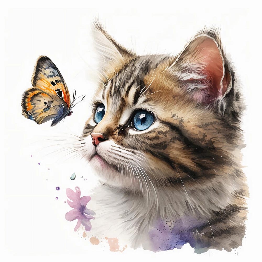 Watercolor Whiskers: A Delicate Portrait of a Cat