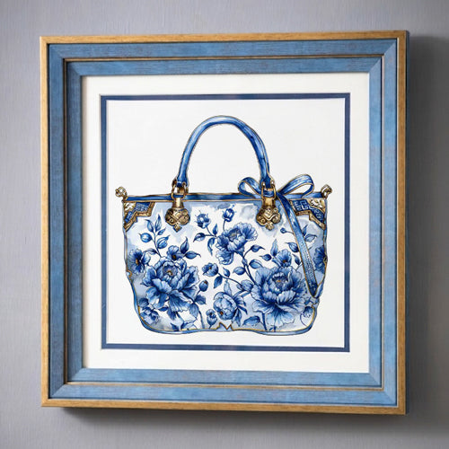 Blue & White Framed Wall art