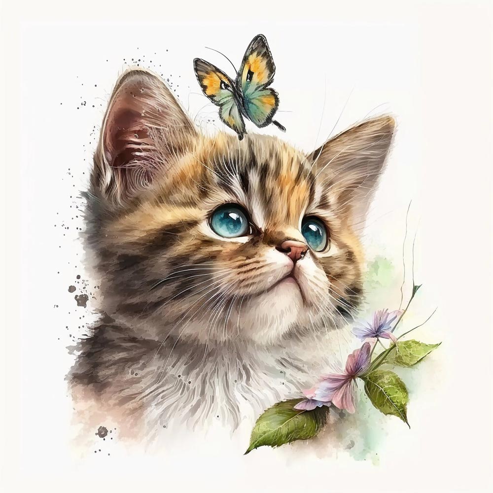 Watercolor Whiskers: A Delicate Portrait of a Cat
