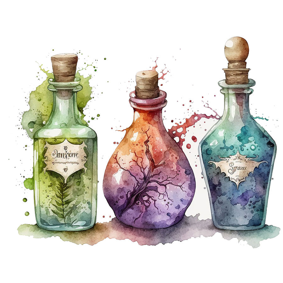 Enchanted Elixirs: Artful Potion Bottles