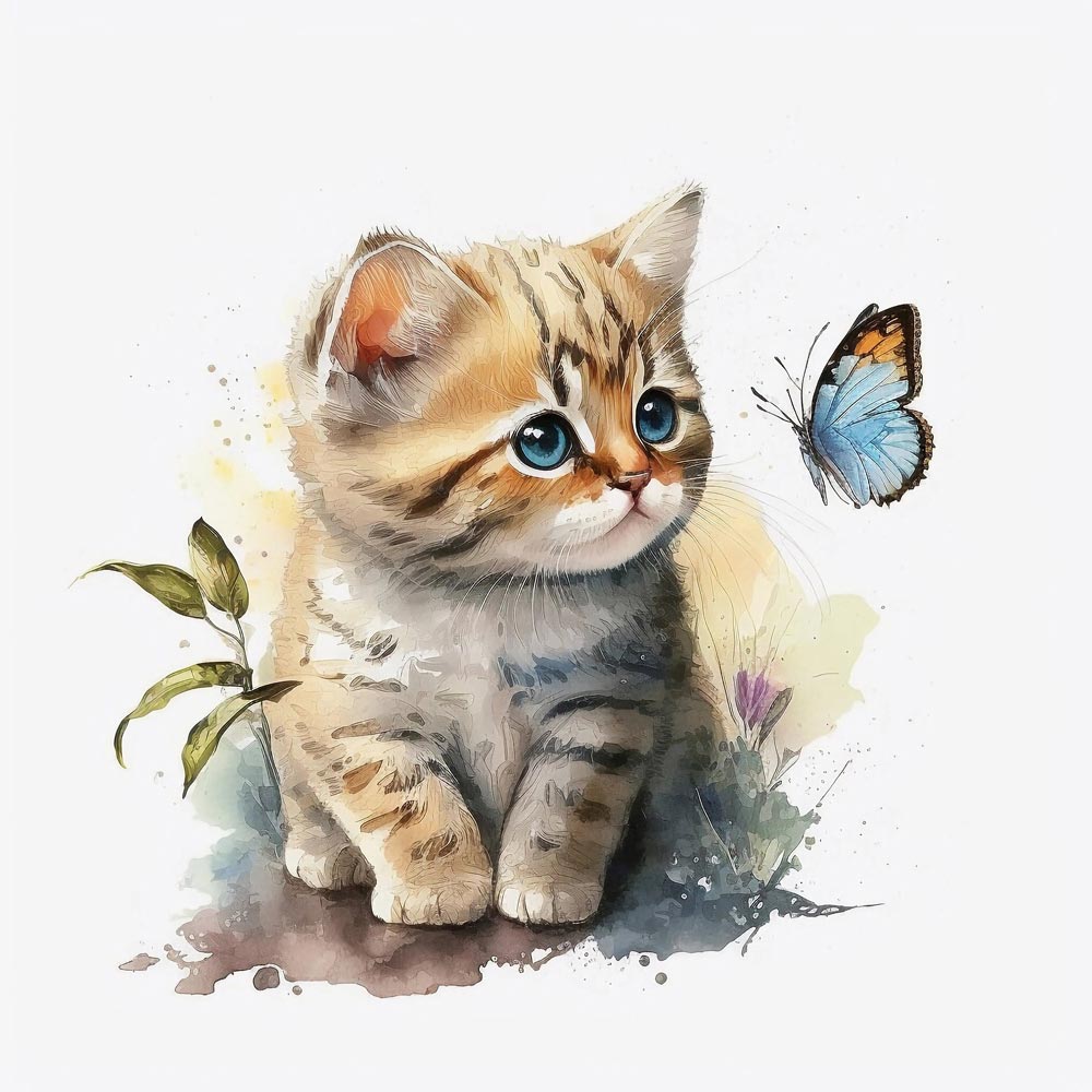 Watercolor Whiskers: A Delicate Portrait of a Cat