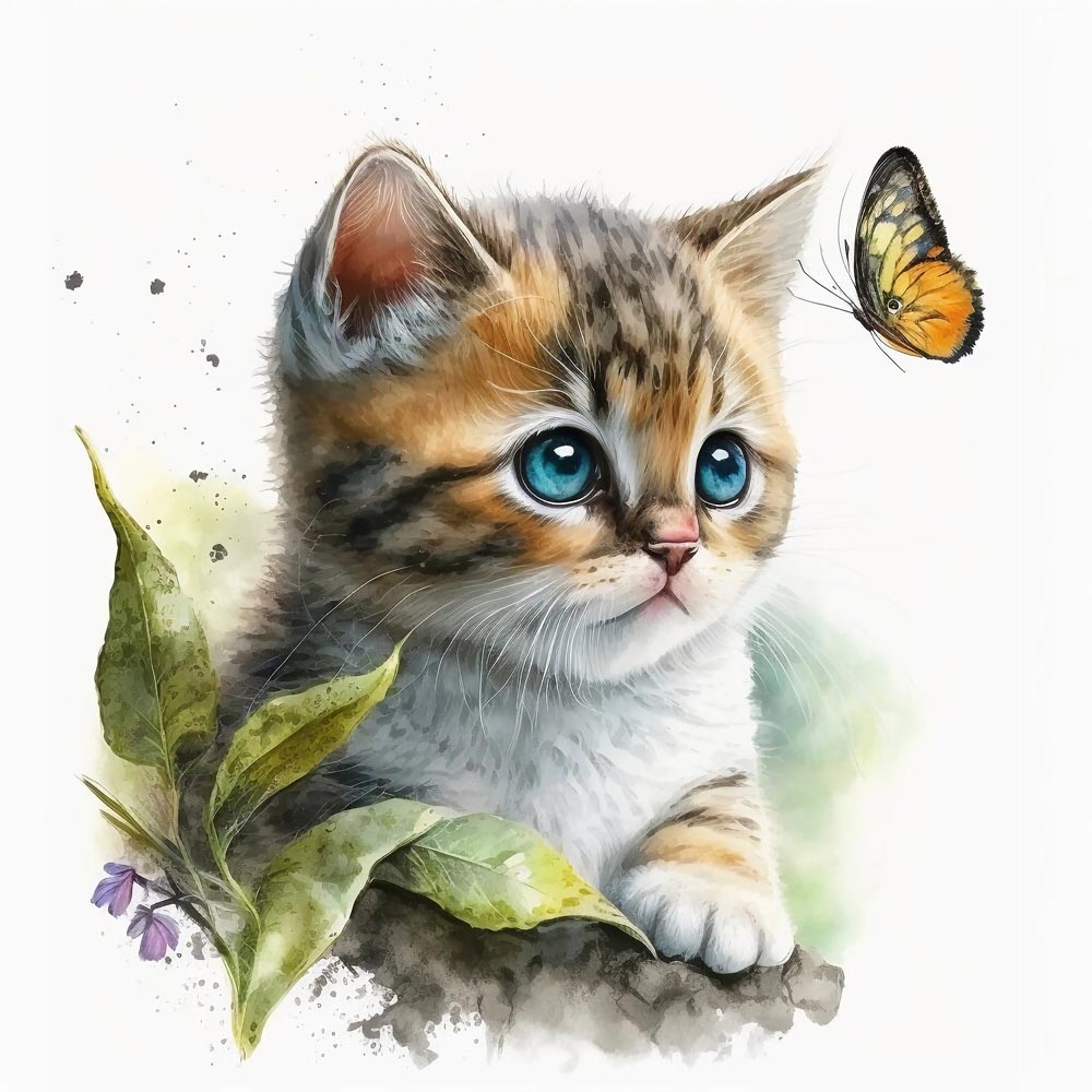 Watercolor Whiskers: A Delicate Portrait of a Cat