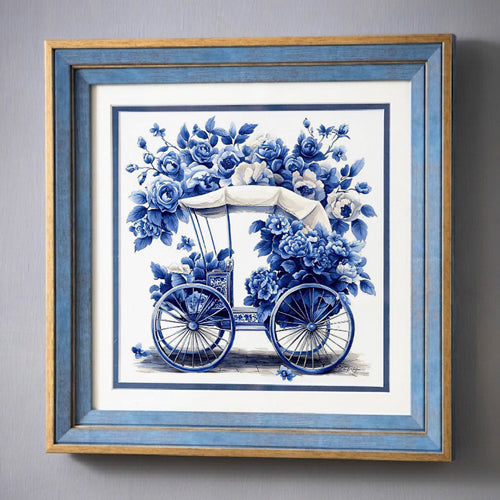 Blue & White Framed Wall art