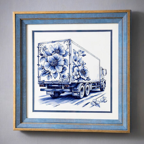 Blue & White Framed Wall art