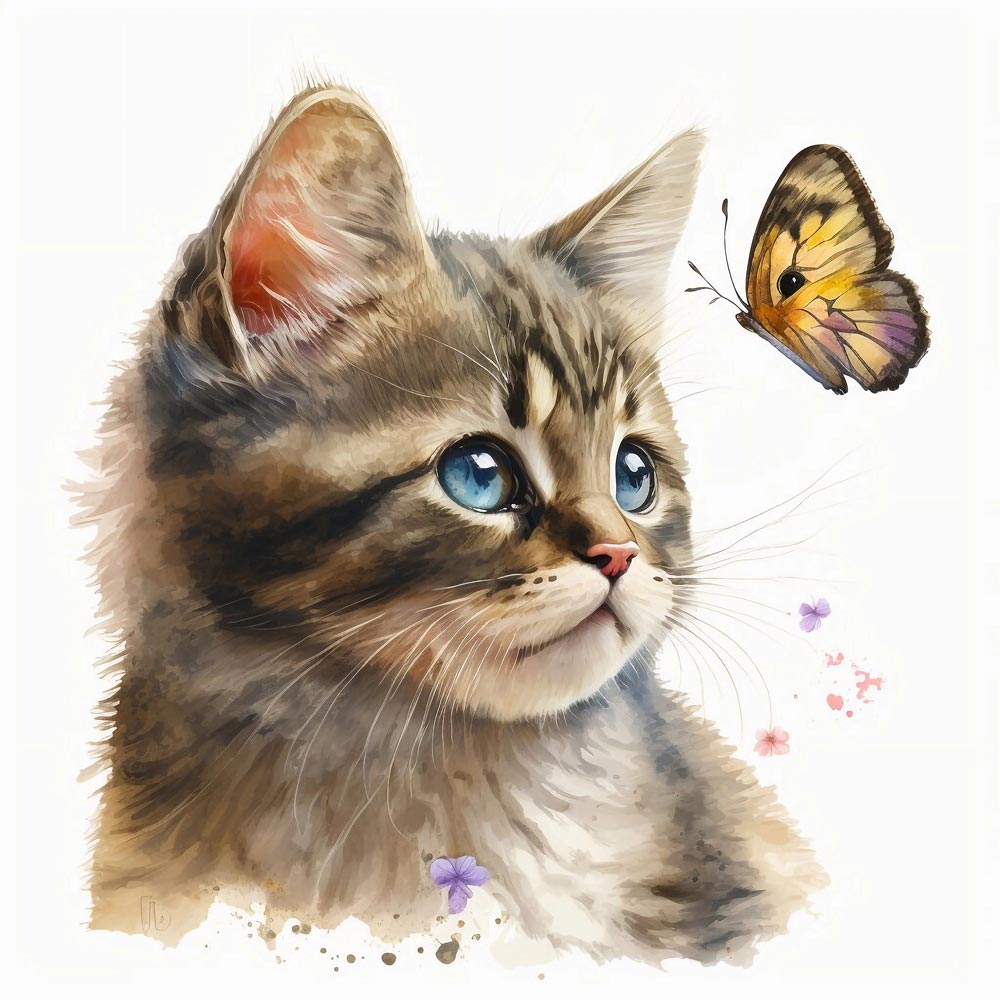 Watercolor Whiskers: A Delicate Portrait of a Cat