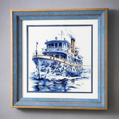 Blue & White Framed Wall art
