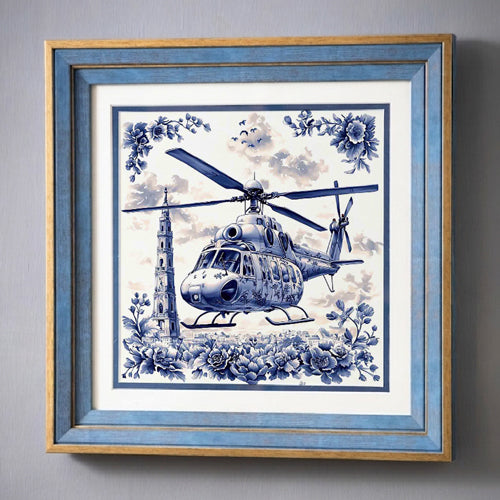 Blue & White Framed Wall art