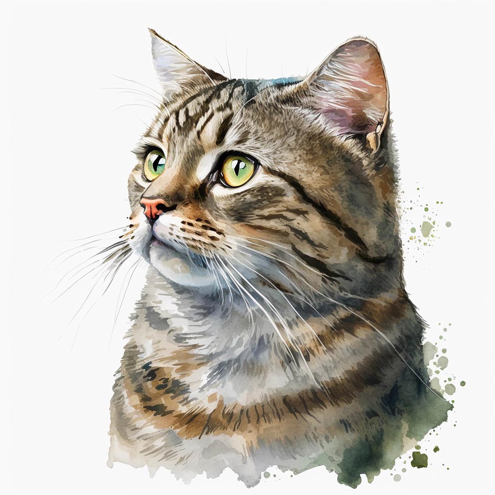 Watercolor Whiskers: A Delicate Portrait of a Cat