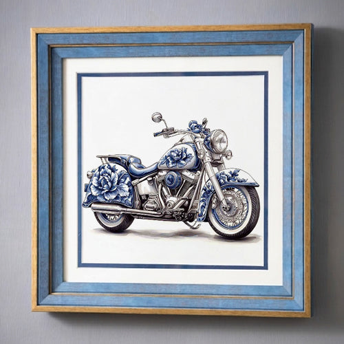 Blue & White Framed Wall art