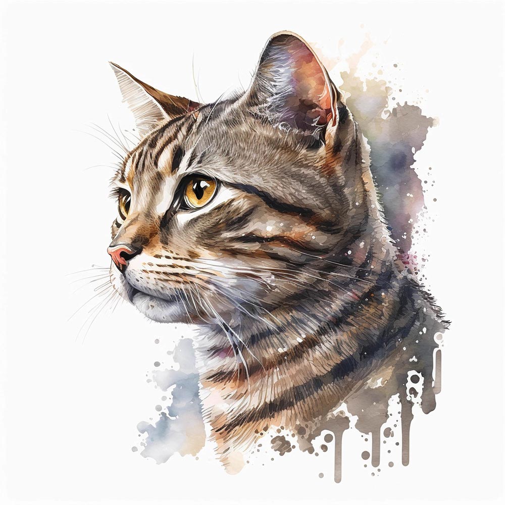 Watercolor Whiskers: A Delicate Portrait of a Cat