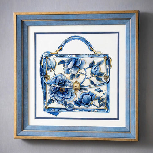 Blue & White Framed Wall art