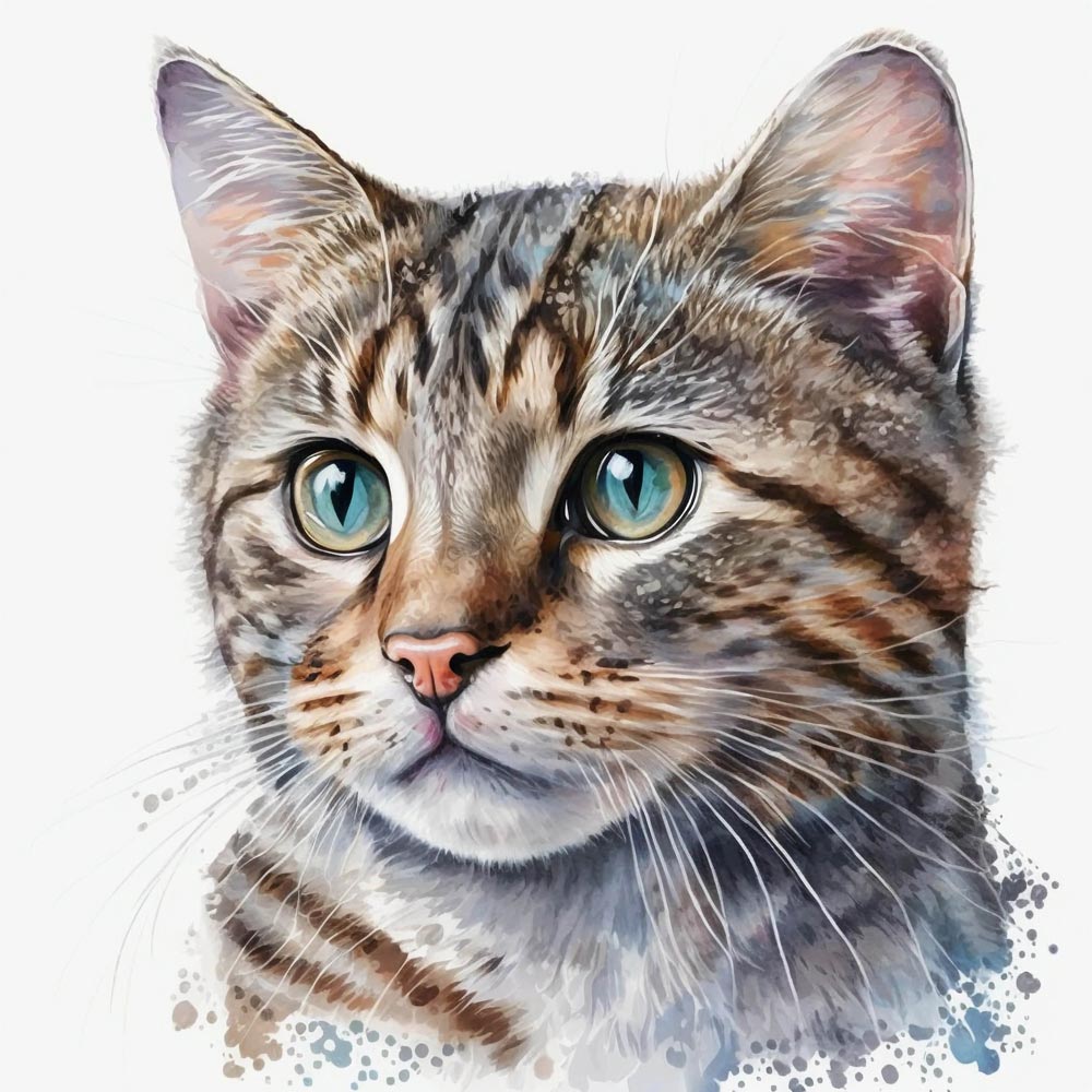 Watercolor Whiskers: A Delicate Portrait of a Cat