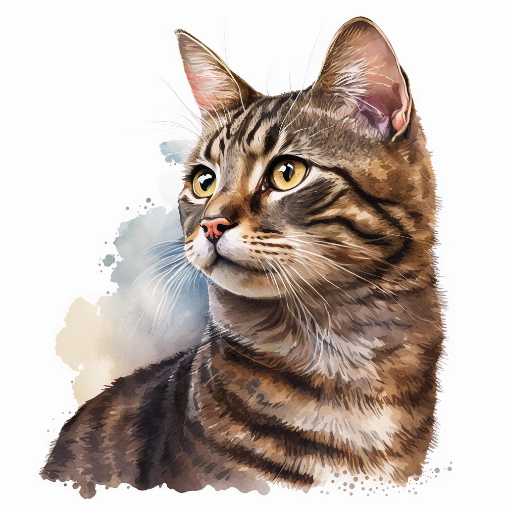 Watercolor Whiskers: A Delicate Portrait of a Cat