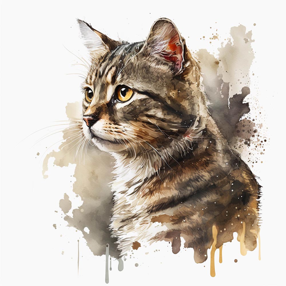 Watercolor Whiskers: A Delicate Portrait of a Cat