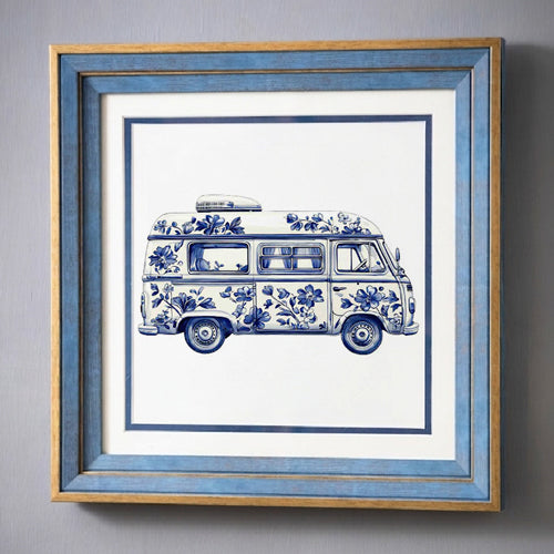 Blue & White Framed Wall art