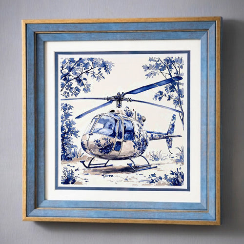 Blue & White Framed Wall art