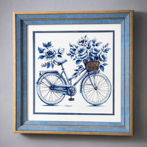 Blue & White Framed Wall art