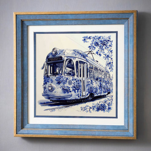 Blue & White Framed Wall art