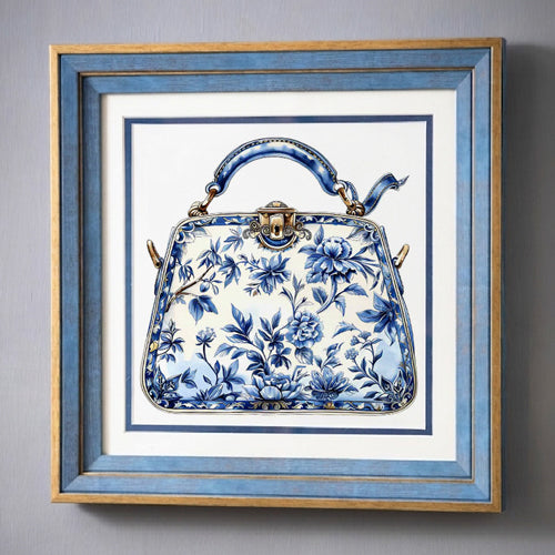 Blue & White Framed Wall art