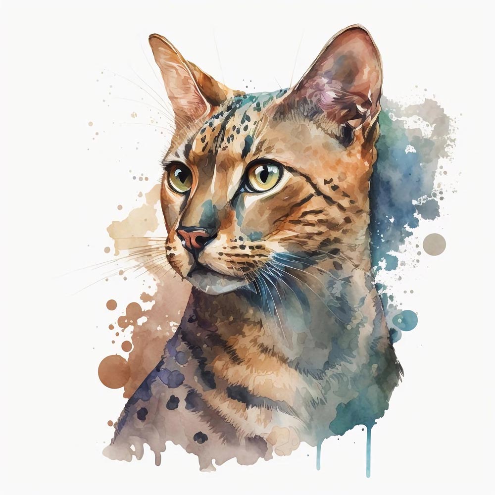 Watercolor Whiskers: A Delicate Portrait of a Cat