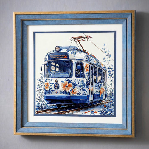 Blue & White Framed Wall art