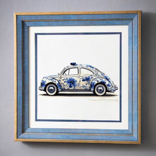Blue & White Framed Wall art