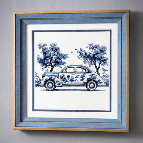 Blue & White Framed Wall art