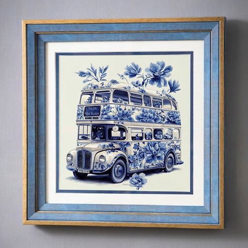 Blue & White Framed Wall art