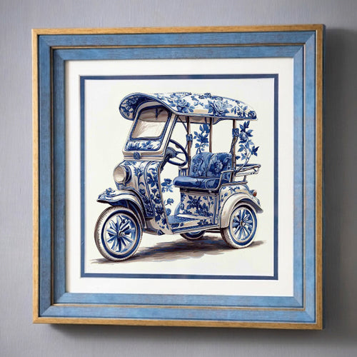 Blue & White Framed Wall art