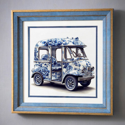 Blue & White Framed Wall art
